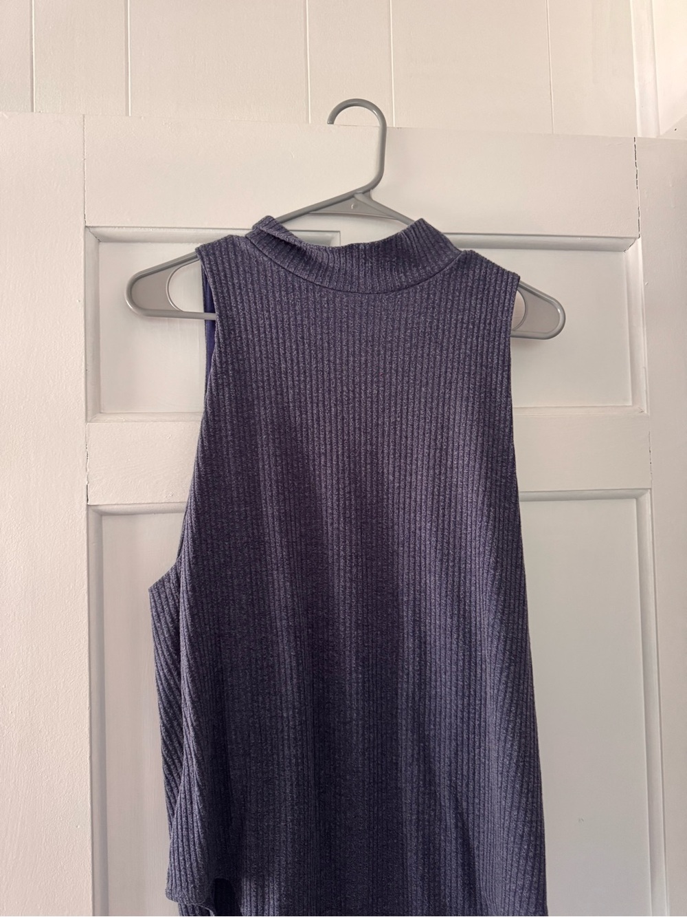 Sleeveless Ribbed Mock Neck Neck Bodysuit - Blue